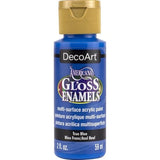 Americana Gloss Enamel 2oz in True Blue, vibrant acrylic paint for multi-surface crafting and easy clean-up.