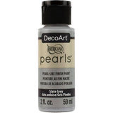 Americana Pearls 2oz in Slate Grey with soft shimmer for versatile DIY projects on ceramics, wood, and metal surfaces.