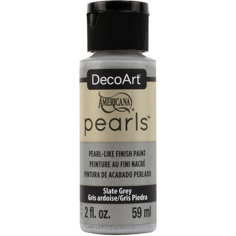 Americana Pearls 2oz in Slate Grey with soft shimmer for versatile DIY projects on ceramics, wood, and metal surfaces.