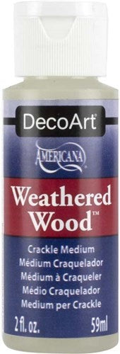 Decoart 2oz Weathered Wood Medium for creating rustic crackle finishes on DIY projects with Americana Acrylics.