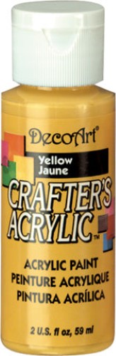 Image of Crafters Acrylic 2oz Yellow paint, a smooth, vibrant acrylic perfect for various art projects and beginner artists.