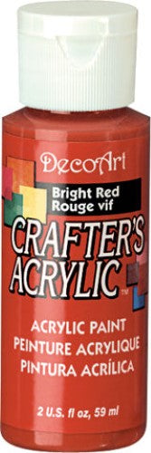 Vibrant Crafters Acrylic 2oz Bright Red paint, perfect for artists and crafters on various surfaces.