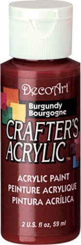 A rich burgundy 2oz water-based acrylic paint for versatile crafting on various surfaces, ensuring smooth application.