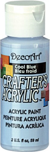 Vibrant 2oz Crafter's Acrylic Paint in Cool Blue, perfect for various surfaces and blending for creative projects.