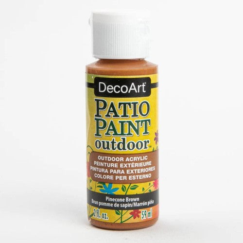 Acrylic paint in Pinecone Brown, ideal for durable outdoor decor on wood, concrete, and more, with a satin finish.