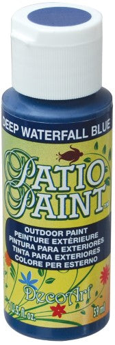 Acrylic Patio Paint in Deep Waterfall Blue, ideal for durable outdoor projects with vibrant color and easy clean-up.