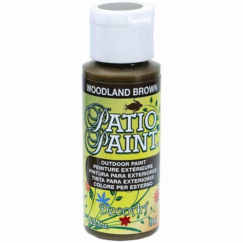 Acrylic Patio Paint in Woodland Brown, 2oz, ideal for Durable outdoor surfaces and easy clean-up, offers warm earthy tones.