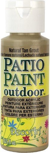 Acrylic paint in Natural Tan ideal for durable outdoor projects on various surfaces like wood and concrete.