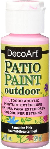 Vibrant 2oz Carnation Pink Acrylic Patio Paint for durable outdoor art projects and crafts.