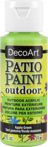 Vibrant Apple Green patio paint for outdoor surfaces, offering durability, easy clean-up, and a beautiful satin finish.