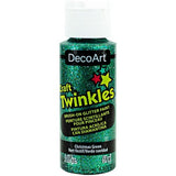 Shimmering 2oz bottle of Christmas Green glitter paint for festive crafts and decorations, featuring large flakes for vibrant sparkle.