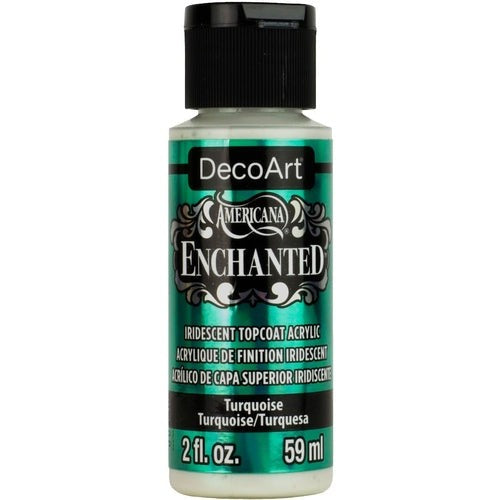 Vibrant Decoart Enchanted 2oz Turquoise paint that shifts color with light, perfect for stunning art and craft projects.