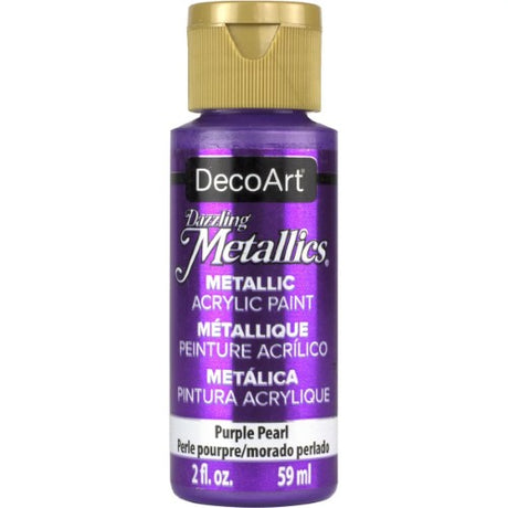Dazzling Metallics Acrylic Paint in Purple Pearl, 2oz bottle, features vibrant shimmer for arts, crafts, and home decor projects.