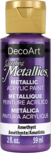 A 2oz bottle of DecoArt's Black Pearl acrylic paint, featuring a luxurious metallic finish for art and crafts.