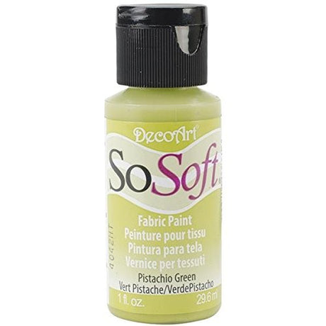 So Soft Fabric Acrylic in Pistachio Green, a vibrant, soft, and durable fabric paint for crafting and DIY projects.