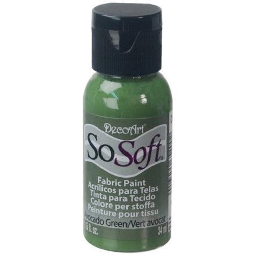 So Soft Fabric Acrylic in Avocado Green, 1oz, perfect for soft, vibrant fabric painting and DIY projects.