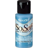 Island Blue So Soft Fabric Acrylic paint in 1oz, perfect for vibrant, durable designs on fabric, leather, and canvas.