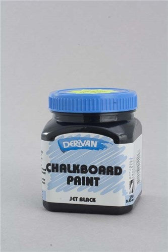 Acrylic paint in Jet Black for making writable surfaces; perfect for DIY projects, classrooms, and interactive art.