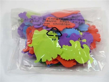 Colorful set of 50 foam jungle animals, perfect for arts and crafts, safe for kids, and ideal for imaginative play.