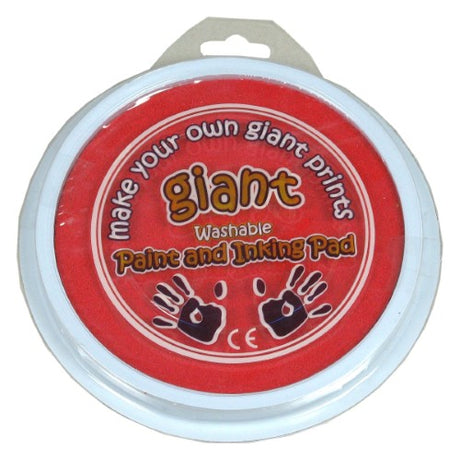 Giant 15cm red paint pad for mess-free creativity, perfect for palm printers and finger painting. Compact and reusable.