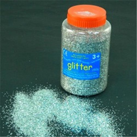 Giant 250gm silver glitter shaker for crafts, DIY projects, and party decor, eco-friendly and non-toxic.