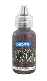 Derivan Kindy Glitz 5 X 36ml Black Opal glitter glue, perfect for adding flat shimmer to craft projects and safe for kids.