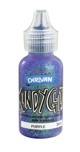 Purple glitter glue in a pack of five 36ml tubes, ideal for crafting, cardmaking, and safe for children's projects.