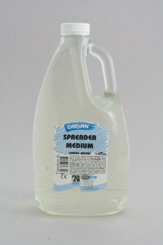 A 2L tube of Derivan Acrylic Paint Spreader, ideal for achieving controlled viscosity and mixing custom shades in art.