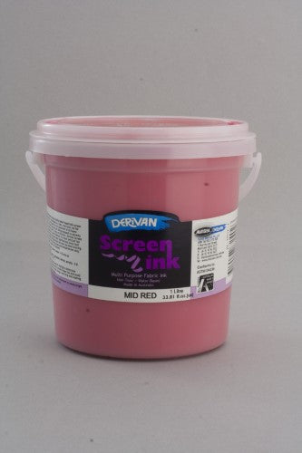 Vibrant Mid Red screen ink for fabric printing, non-toxic, water-based, safe for artists and hobbyists alike.