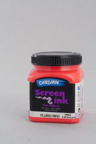 Ink - Derivan Screen Ink 250ml Flourescent Red