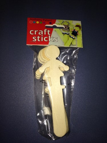 Pack of 10 versatile wooden craft sticks designed as people, perfect for creative DIY projects and educational activities.