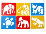 Set of 5 washable stencils featuring endangered animals, ideal for creative projects and promoting wildlife conservation.