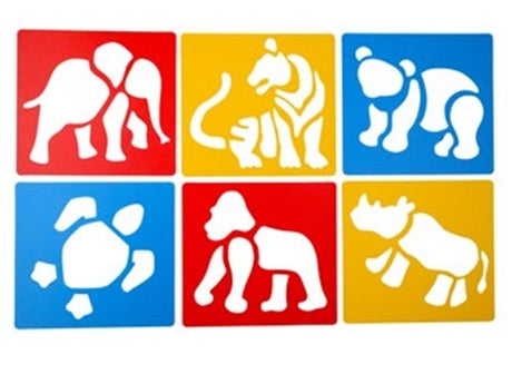 Set of 5 washable stencils featuring endangered animals, ideal for creative projects and promoting wildlife conservation.
