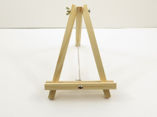 Mini A-frame easel in pine wood, 24x18 inches, ideal for displaying signs, artwork, and menus stylishly and securely.