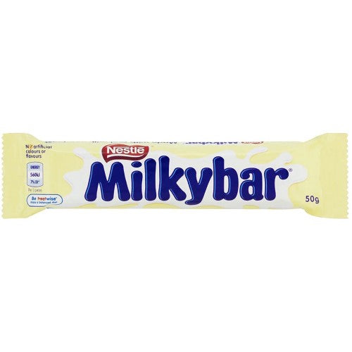 A box of 36 Milky Bar 50g chocolates, featuring creamy white chocolate squares for a sweet and velvety indulgence.