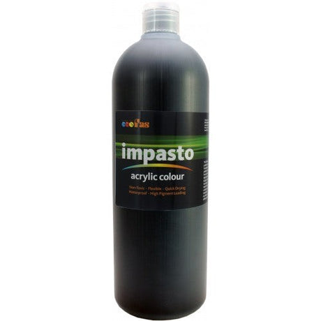 A thick, non-fading black acrylic paint with 3D shape retention for vibrant, textured artwork on various surfaces.