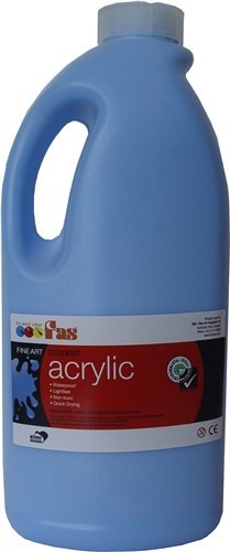 Fas Student Acrylic 2LTR in Cobalt Blue, a versatile, non-toxic paint ideal for students, offering vibrant, lightfast color.