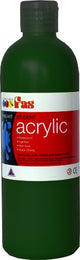 Dark Green acrylic paint in 500ml bottle, ideal for various painting techniques, fast-drying, non-toxic, and vibrant.