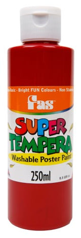 Fas Super Tempera 250ml in Burgundy, non-toxic paint for vibrant, safe art projects, ideal for classrooms and kids' activities.