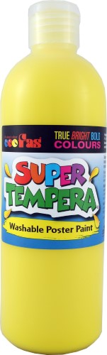 Bright yellow, non-toxic Fas Super Tempera paint in 500ml for vibrant, creative projects like finger painting and posters.