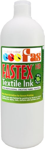 Heat Set Ink - Fas Textile Ink 1ltr White, vibrant, durable fabric printing ink for screen printing with easy workability and safety.