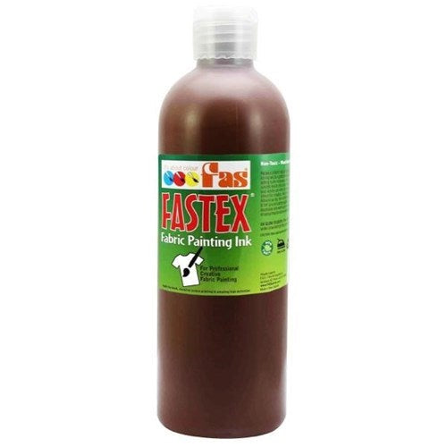 Water-based Umber textile ink for fabric printing; vibrant, non-toxic, easy application, and great for layering colors.