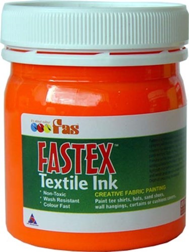 Vibrant 120ml orange textile ink for fabric printing, colorfast and wash-resistant, perfect for creative projects.