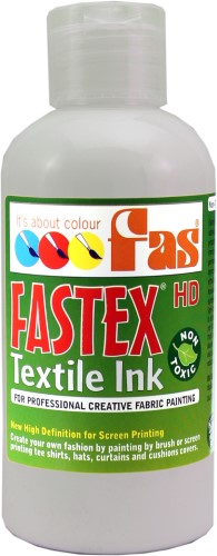 Silver heat set textile ink in a 250ml bottle, ideal for creating durable, vibrant designs on various fabrics.