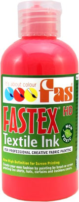 Heat Set Ink - Fas Textile Ink 250ml Fluo Red, vibrant, durable ink for fabric projects, wash resistant and user-friendly.