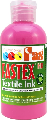 Vibrant Fluo Pink heat set textile ink in 250ml, perfect for colorfast fabric printing and DIY projects.