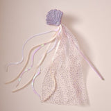 Purple sequin mermaid shell wand, perfect for dress-up, themed parties, and imaginative play, capturing the magic of the sea.