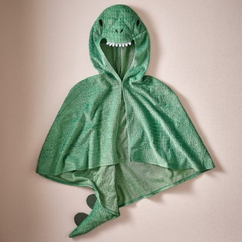 Vibrant green dinosaur cape for kids aged 3-8, perfect for imaginative play and dress-up adventures.