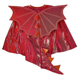 Vibrant red dragon cape for kids, perfect for dress-up, imaginative play, and parties; lightweight and comfortable design.