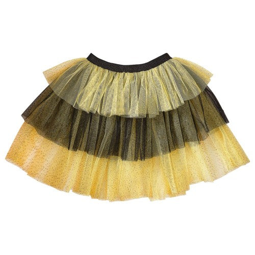 Vibrant black and yellow bumblebee tutu for kids aged 3-5, perfect for parties and dress-up play.